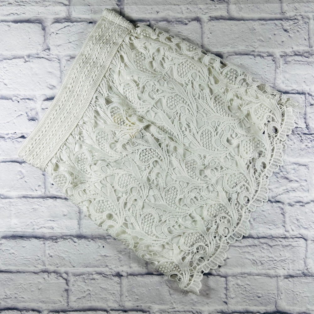 Blu Pepper Vintage White Lace Mini Skirt Smocked Waist BA3540 Womens Size S NWT